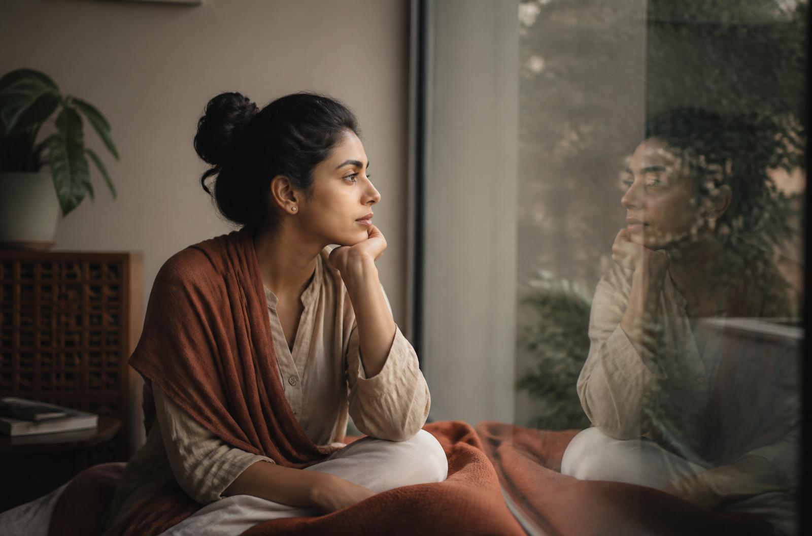 A thoughtful woman reflecting on repeated emotional patterns
